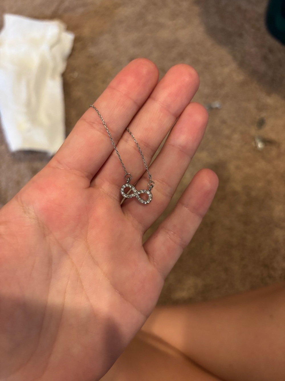 Sterling Silver Infinity Pendant Necklace with Cubic Zirconia - Silver